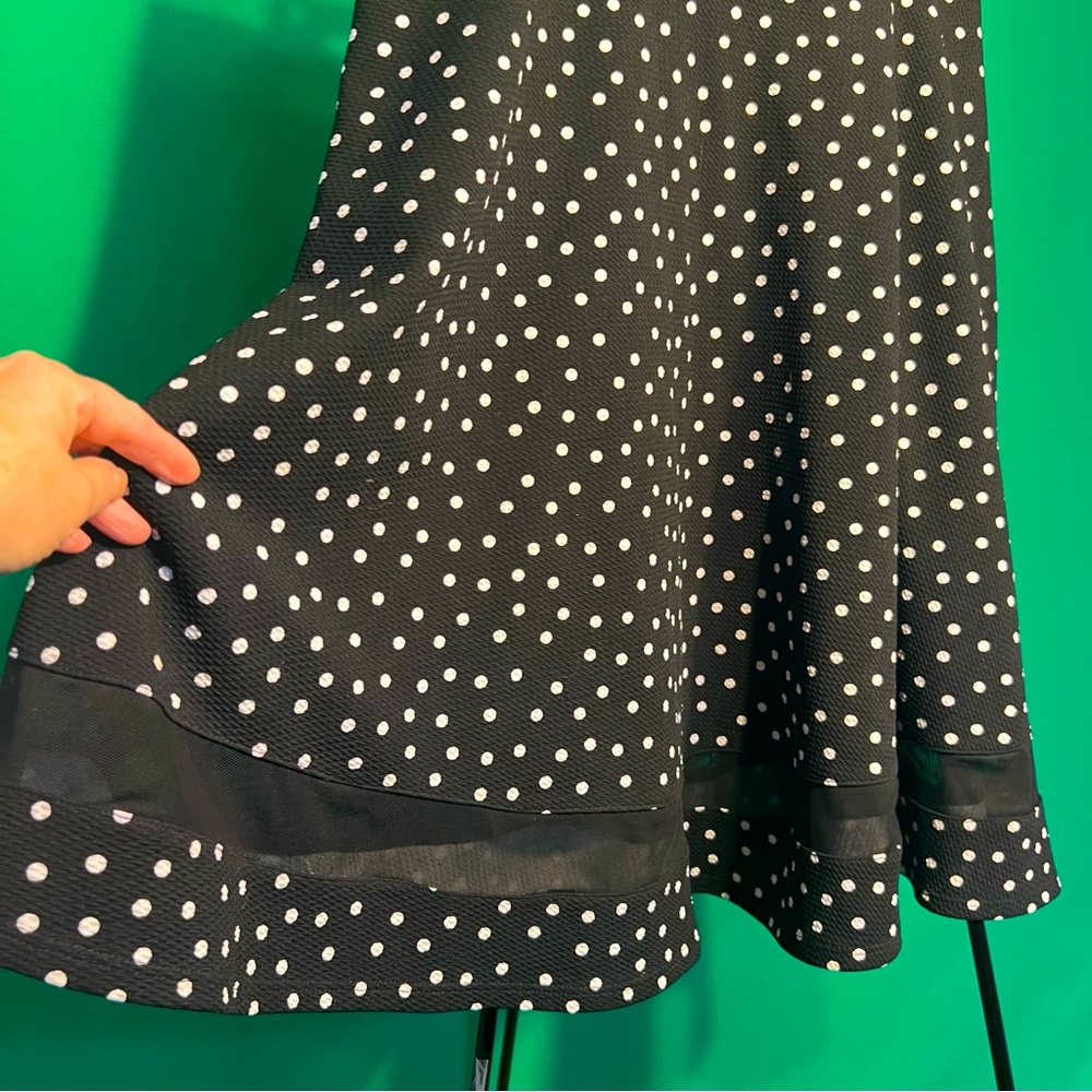 M Faith & Joy Polka Dot A-Style Skirt Elastic Waist Transparent Line Decor Fancy